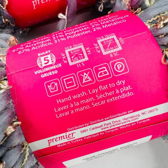 Isaac Mizrahi Carnegie Hill Craft Yarn AUDUBON Gray Gold Metallic Brushed - Picture 3 of 9